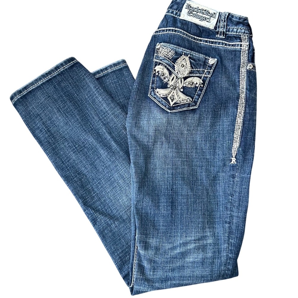 Rock and Roll Cowgirl Jeans Rhinestone Mid Rise rock revival